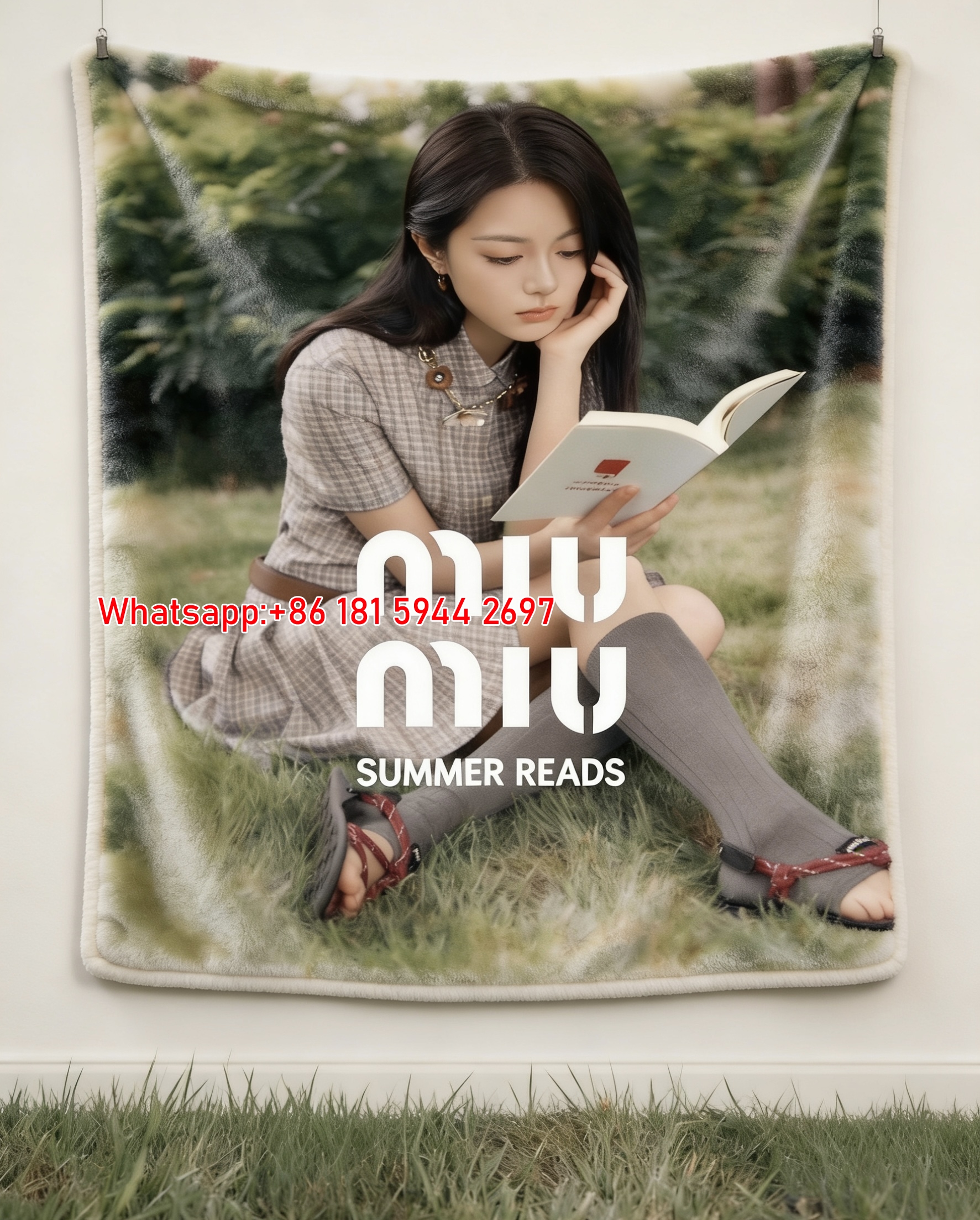Miu Miu Plaid Dress Summer Reads Flannel Sofa Throw Blanket IMG_0644